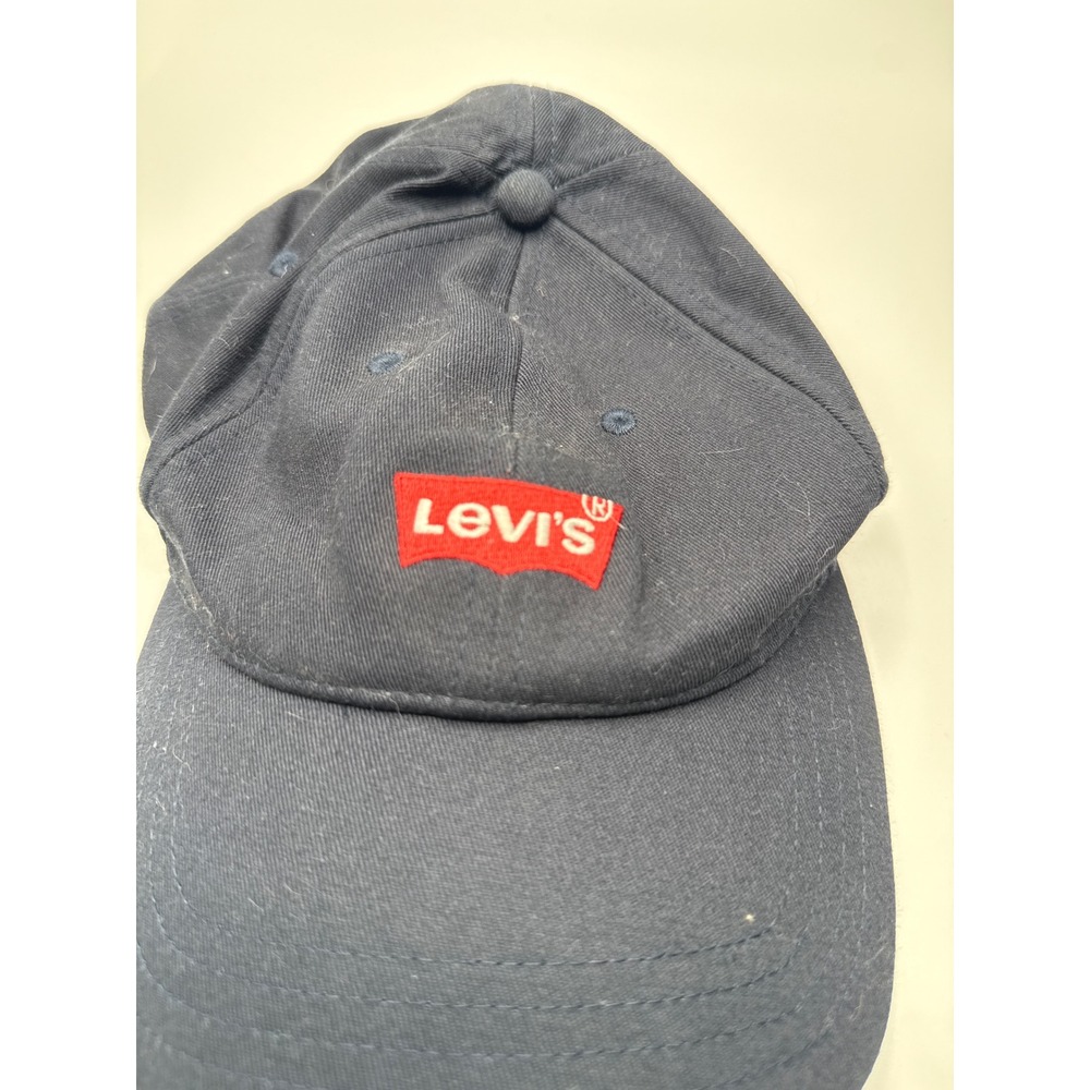 Levis Baseball Cap Navy Blue Red Batwing Logo Snapback Hat Cotton Adjustable